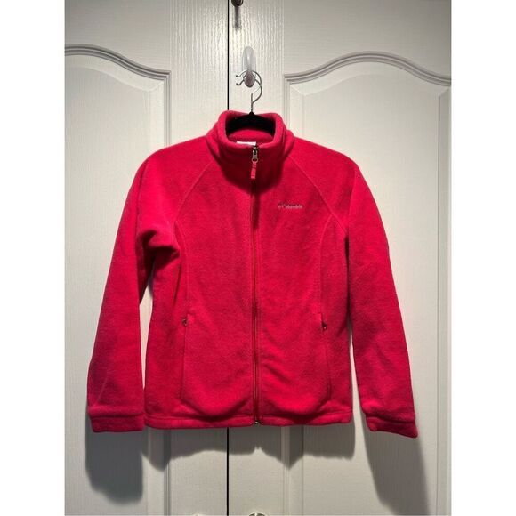Columbia Girls Hot Pink Fleece Full Zip Jacket sweatshirts  Size L - Picture 1 of 4